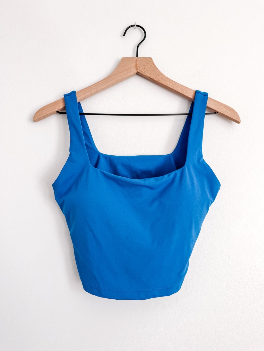 CRZ YOGA Blue Butterluxe Square Neck Built-In Bra Crop Top Size M